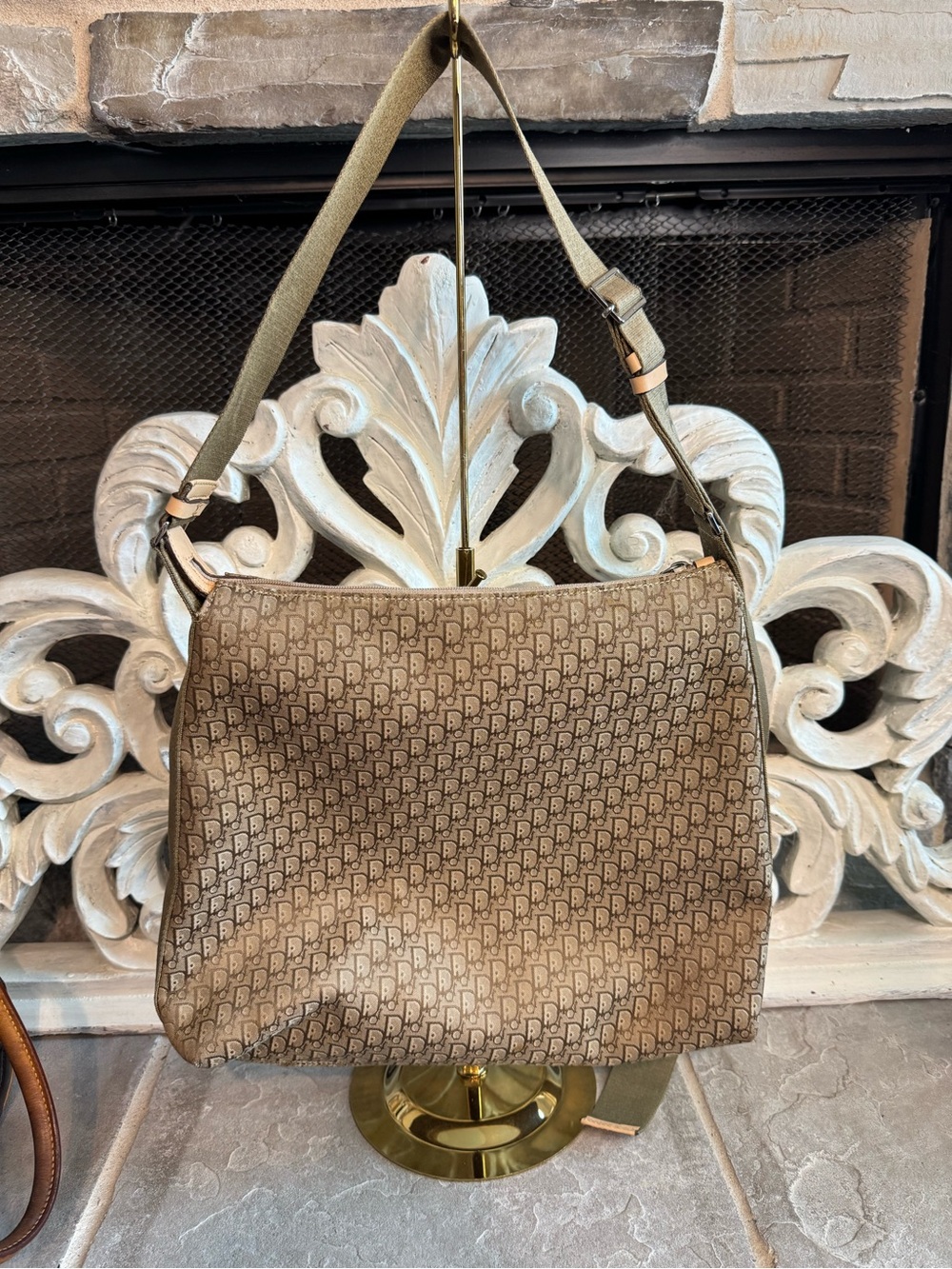 Dior Trottwr Beige Monogram Crossbody Bag with COA